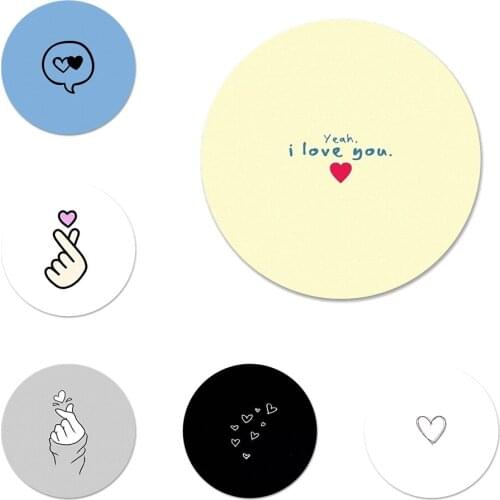 58mm Simple Line Art Abstract Love Heart Icons Pins Badge Decoration Brooches Metal Badges For Backpack Decoration