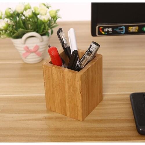 Bamboo Toothbrush Box Pen Pencil Holder Makeup Brush Storage Office Sundries Holder Desktop Stationery Organizer Container Tool