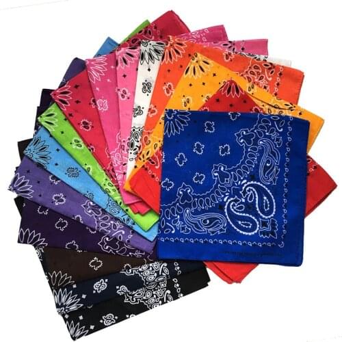 2021 New Fashion Hip Hop 100% Cotton Bandana Square Scarf 55cm*55cm Black Red Paisley Headband Printed For Women/Men/Boys/Girls