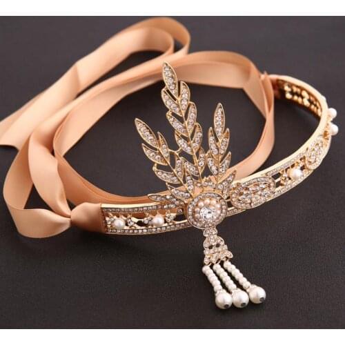 Baroque Greek Gold Rhinestone Pearl Flower Bridal Crowns Handmade Tiara Headband Crystal Diadem Crown Wedding Hair Accessories