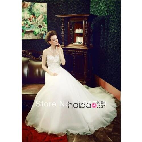 Free shipping 2016 new fashion brides vestidos crystal beaded Formal Elegant oraganze party bridal gown lace wedding Dresses