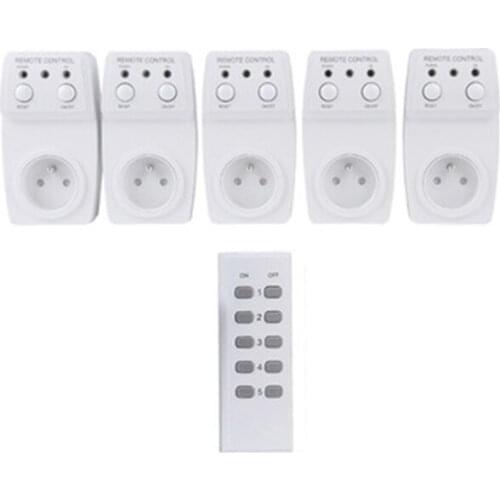 ESPLENTY Wireless Socket Remote Control Outlet French Plug (5Socket+1 Remote)