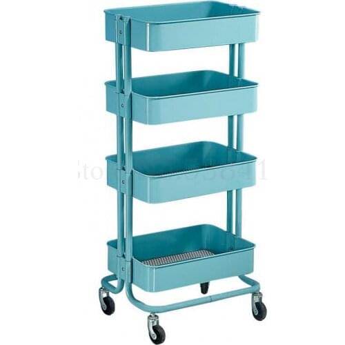 Household Multi-purpose Shelf Movable Pulley Kitchen Storage Shelf Small Cart Living Room Shelf Bathroom Trolley