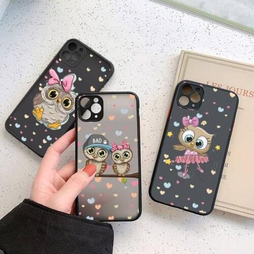Cute Owl Lover Cartoon Phone Case For iphone 12 11 7 8 plus mini x xs xr pro max matte transparent cover