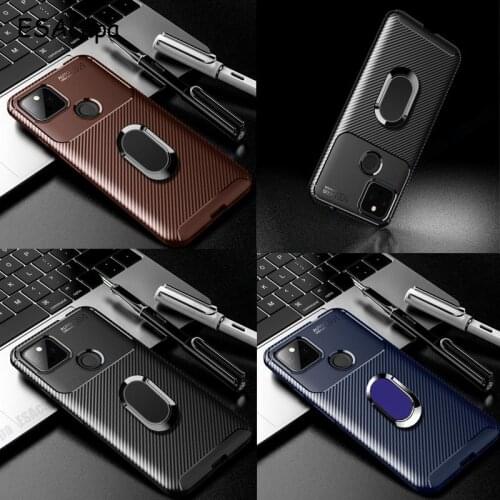 Metal Ring Stand Phone Case For Sony Xperia 1 10 III Magnetic Bracket Carbon Fiber Silicone Cover For Sony Xperia 5 xz2 Premium