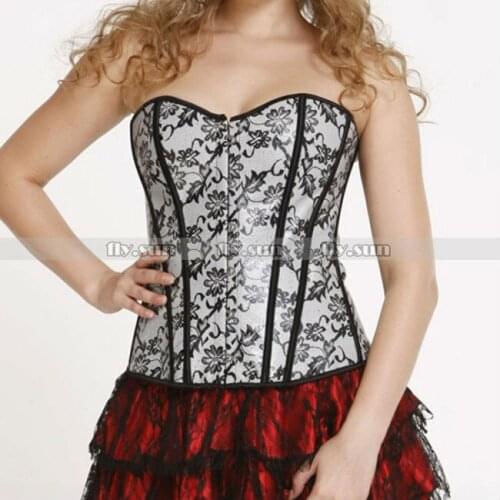 White & Black Faux Leather Boned Overbust Corset Lace Up Bustier Shapewear S M L XL