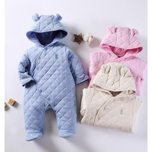 Baby rompers clothes winter thick warm baby boys clothes girls clothes long sleeves baby clothing hooded jumpsuit baby overalls