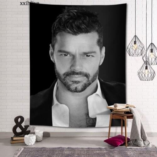 Hot Sale Custom Singer Actor Ricky Martin Printed Tapestry Background Decorative Tapestry Various Sizes Wall Hanging Decor