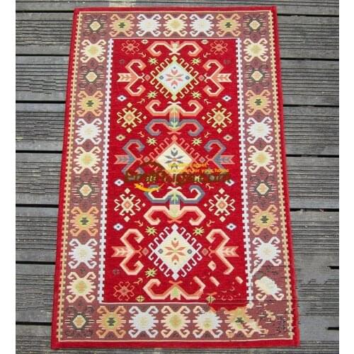 Contracted Kilim Throw Carpets Reversible Sofa Blanket Geometric Patterns Wool Knitting Carpets