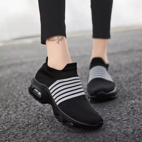 H20 2021 Platform Sneakers Women Flats Breathable Casual Shoes Flats Wedges Sneakers for Women Mesh Sock Zapatos De Mujer