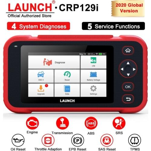LAUNCH X431 CRP129i OBD2 Scanner 5 inch HD Touch Screen Four System Diagnostic Five Reset Function OBDII Scanner Diagnostic Tool