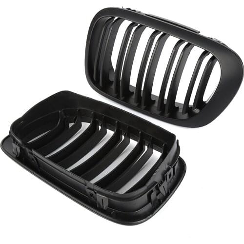 Liplasting Car Front Bumper Grill Pair Dual Slat Front Kidney Grille Grill Matte Black For BMW E46 318I 320I 325I 330I 1998-2002