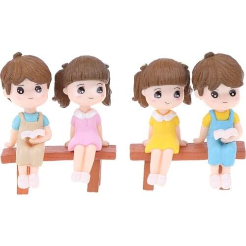 1set Sweet Lovers Chair DIY Miniature Figurine Dollhouse Decor Micro Landscape