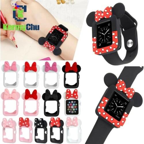 Cartoon Bow-knot Mouse Cover for Apple Watch Case Series 5 4 3 2 1 Silicone Frame for IWatch 44mm 40mm 38mm 42mm Protector Case