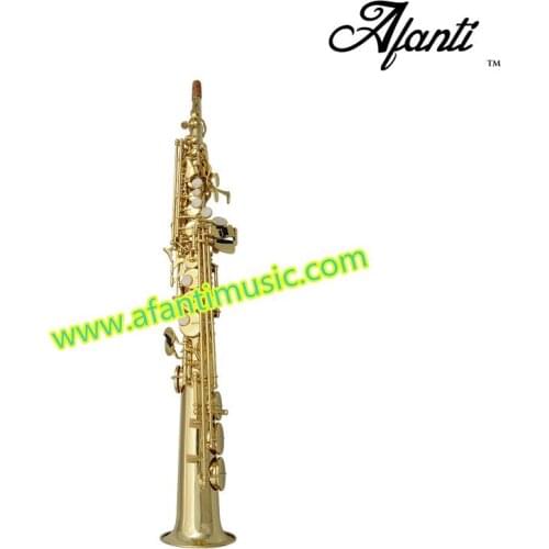 Afanti Music / Yellow Brass / Bb Key / High F# Range / Straight Soprano Saxophone (AFSST-400)