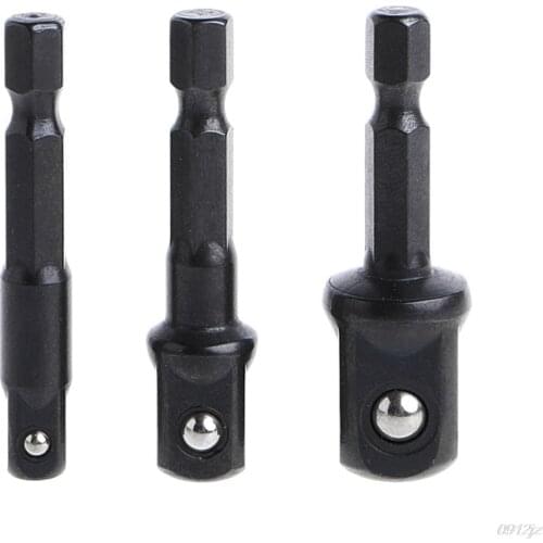 3 Pcs Socket Adapter Set Hex Shank to 1/4 3/8 1/2 Inch Impact Driver Drill Bits Hand Tools New C90A New Drop ship