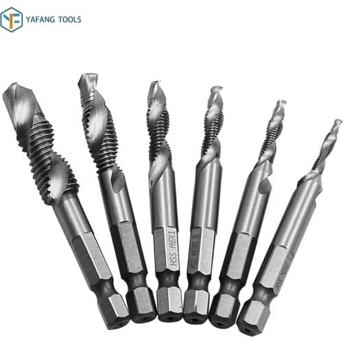 M3-M10 Metric Screw Tap Twist Drill Bit Kits HSS Spiral Thread Tap 1/4" Hex Shank Hand Power Tools