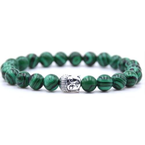Natural Stone 8mm bead Buddha Bracelets For Women and Men Black Lava bracelet Men jewelry pulseras mujer