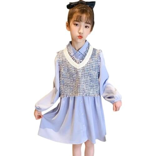 Clothes For Girls Plaid Pattern Girls Clothing Vest + Dress Clothes Girl Casual Style Tracksuits For Children 6 8 10 12 14