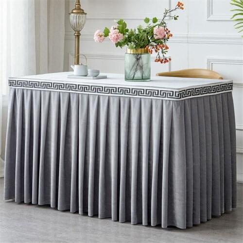 Pleated Flannel Hotel Table Skirt For Table Cloth Table Cover Wedding Party Banquet Decor One Piece Table Skirting