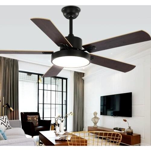 Nordic living room led ceiling fan light 220 V wooden ceiling fan, 42 52 "blade frequency conversion remote control fan light