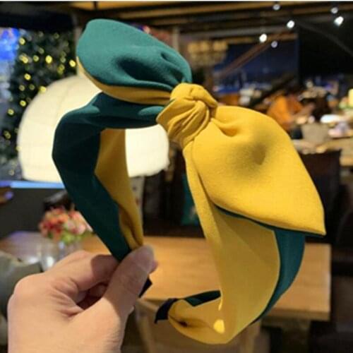 Rabbit Ear Knot Women Hairband Color Blocking Bow Headband Girls Lovely Bunny Ear Head Band Adults Face Washing Headband Bow