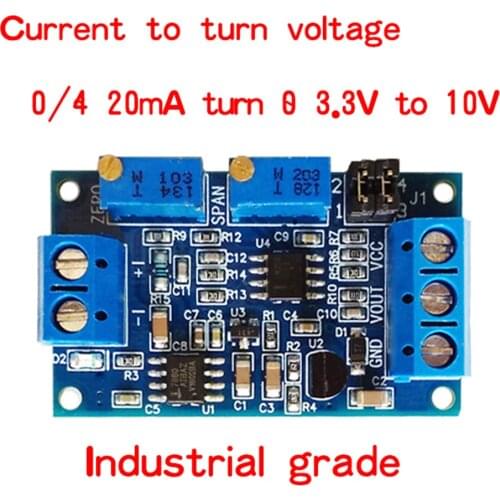 Current to Voltage Module 0 / 4-20mA to 0-3.3V 5V 10V Voltage Transmitter Signal Converter