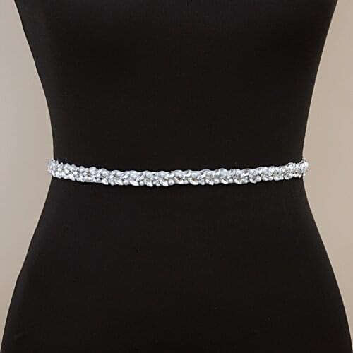 Silver Diamond Belts Wedding Sashes Rhinestone Belt Jeweled Sash Wedding Dress Belt Crystal Trim Applique Bridal Belt for Dress