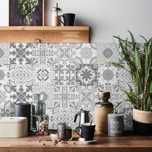 Light gray Pattern classic Tile Floor Sticker Kitchen Bathroom Wall Decor Waterproof Wear-resisting Ground PVC Sticker