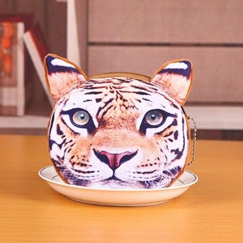 High quality Animal Tiger Face Zipper Case Coin Purse Wallet Makeup Buggy Bag Pouch