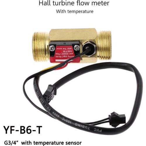 YF-B6-T BSP G3/4" Hall Flow Sensor and Temperature Sensor NTC10K NTC50K 1-30L/min Turbine flow sensor flowmeter iSentrol Zhongji