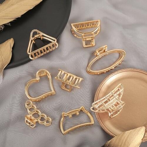 1PC Women Girls Cute Heart Hollow Geometric Gold Alloy Hair Claws Sweet Headband Hair Clips Hairpins Fashion Hair Accessories