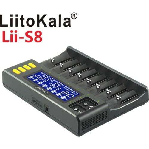 LiitoKala lii-S8 Battery Charger Li-ion 3.7V NiMH 1.2V Li-FePO4 3.2V IMR 3.8V charger for 18650 26650 21700 26700 AA AAA