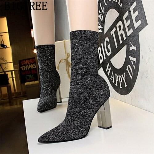 Women Shoes Socks Boots Shoes Bigtree Shoes Thigh High Boots Ankle Boots For Women Botines Mujer 2020 Zapatos De Mujer Ayakkabi