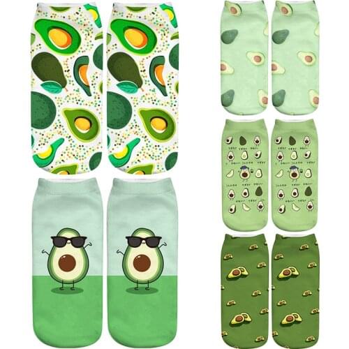 3D Printed Socks Women Unisex Cute Low Cut Ankle Socks Tropical Fruit Colors Women Sock Womens Casual Avocado Fruit Funny Socks