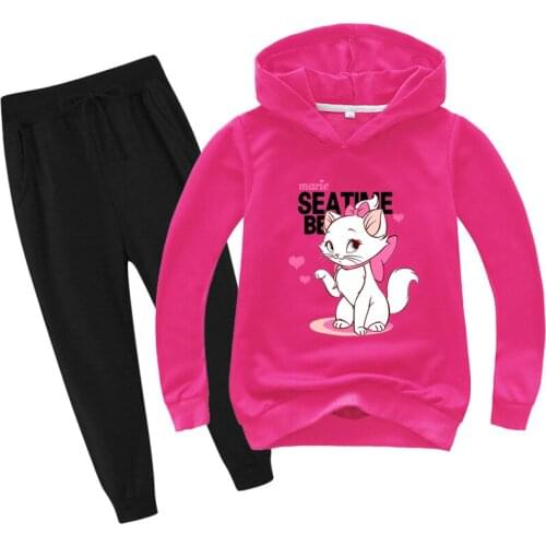 2-15Y Marie Aristocats Cat Clothing Sets Kids Long Sleeves Shirt Hoodies for Kids Spring Jacket Girls Sweatshirt Cute Baby Coat