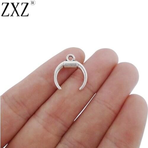 ZXZ 20pcs Crescent Moon Double Horn Charms Pendants Beads for Jewelry Making Findings 18x16mm