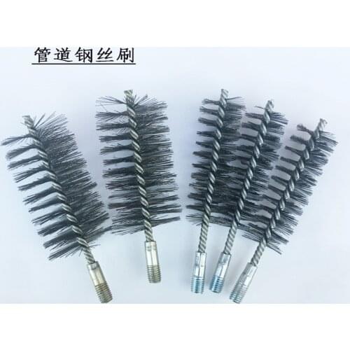 1PC Stainless Steel Round Wire Tube Pipe Cleaning Brush With 12mm 6mm Thread 10/12/14/16/18/20/25/30/32/35/38/40/43/45/50mm