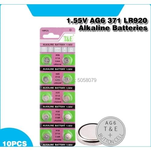 10pcs/pack AG6 LR920 371 L921 Button Batteries SR927 171 Cell Coin Alkaline Battery 1.55V 371A CX69 LR920W For Watch Toys Remote