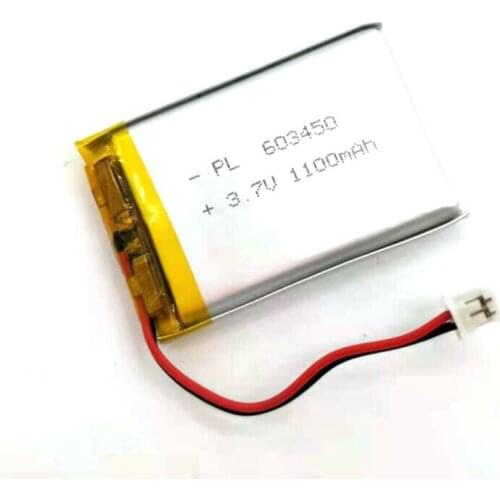 2/5/20/200/1000/10000pcs 603450 , Rechargeable 3.7V 1200mAh Li Lipo Lithium Polymer Ion Battery Pack with 2 Pin 2.0mm JST