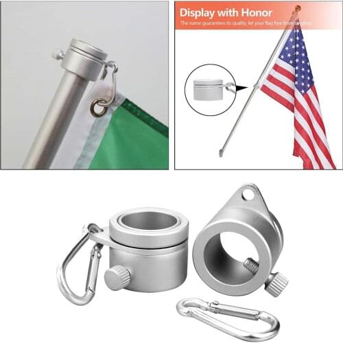2PC Flag Pole Rings 360 Degree Rotating Flagpole Flag Mounting Ring With Carabiner Anti Wrap For 1Inch Diameter Flagpole Tools
