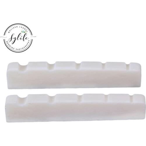 2pcs Cattle Bone Slotted Nut Replacement for 5 String Bass Guitar White
