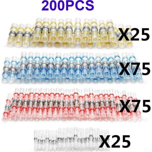 200PCS Waterproof Soldering Seal Sleeves Heat Shrink Electrical Wire Butt Terminals Splice Connectors Kit Assortment