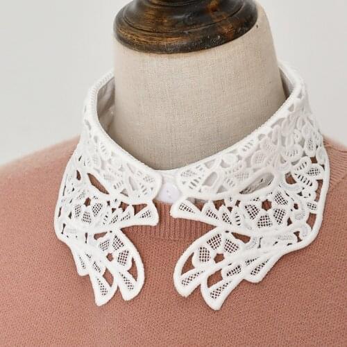 2020 Lapel Detachable Collars For Women Floral Hollow False Collar Shirt Fake Half Shirt Collar Removable Decor Faux Col Tie