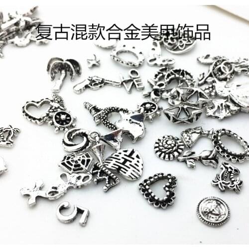 50pcs/pack Japan 3D Nail Art Decorations Metal Nail Accessories Retro Mixed Styles Nail Parts DIY Charm Alloy Nail Supplies