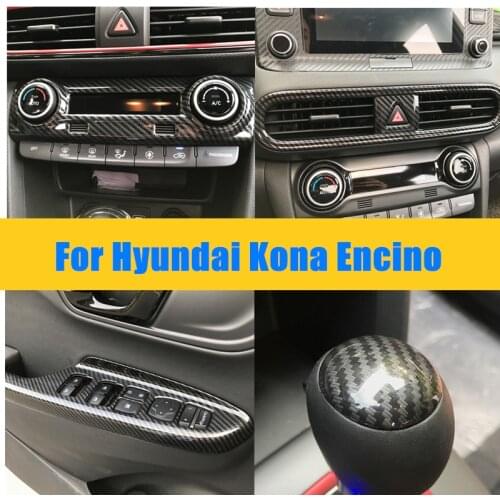 Car Styling Accessories For Hyundai Kona Encino 2018 - 2020 Interior Carbon fiber Drawing ABS Decoration Cover Trim