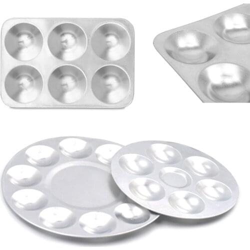 10/6 Hole Aluminum Circular Palette Art Paint Drawing Tray Color Palettes For Oil Watercolour Painting Pallet Office Supplies