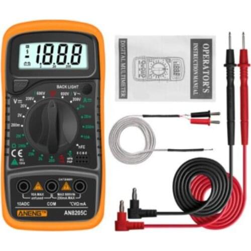 ANENG AN8205C Digital Multimeter AC/DC Ammeter Volt Ohm Tester Portable Multimeter with Thermocouple LCD Backlight