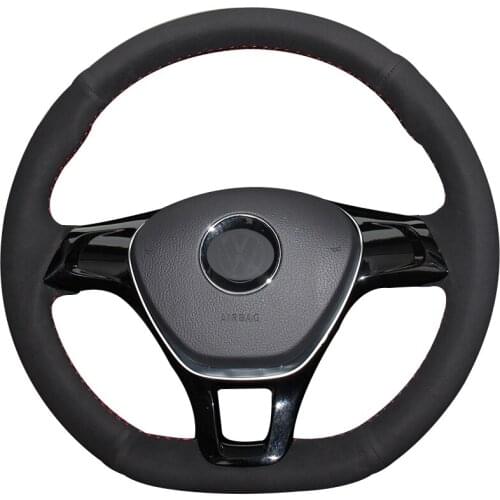 Black Suede Car Steering Wheel Cover for Volkswagen VW Golf 7 Mk7 New Polo Jetta Passat B8 Tiguan Sharan Touran Up