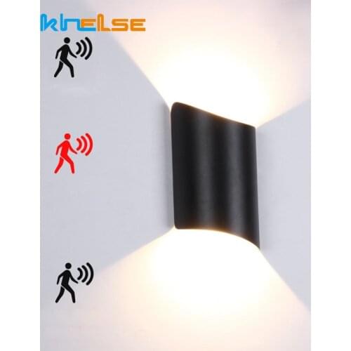 Motion Sensor Outdoor Waterproof Garden LED Wall Light Induction Movement IP65 Porch Wall Lamp Aluminum Yard Lighting Lamp 220V